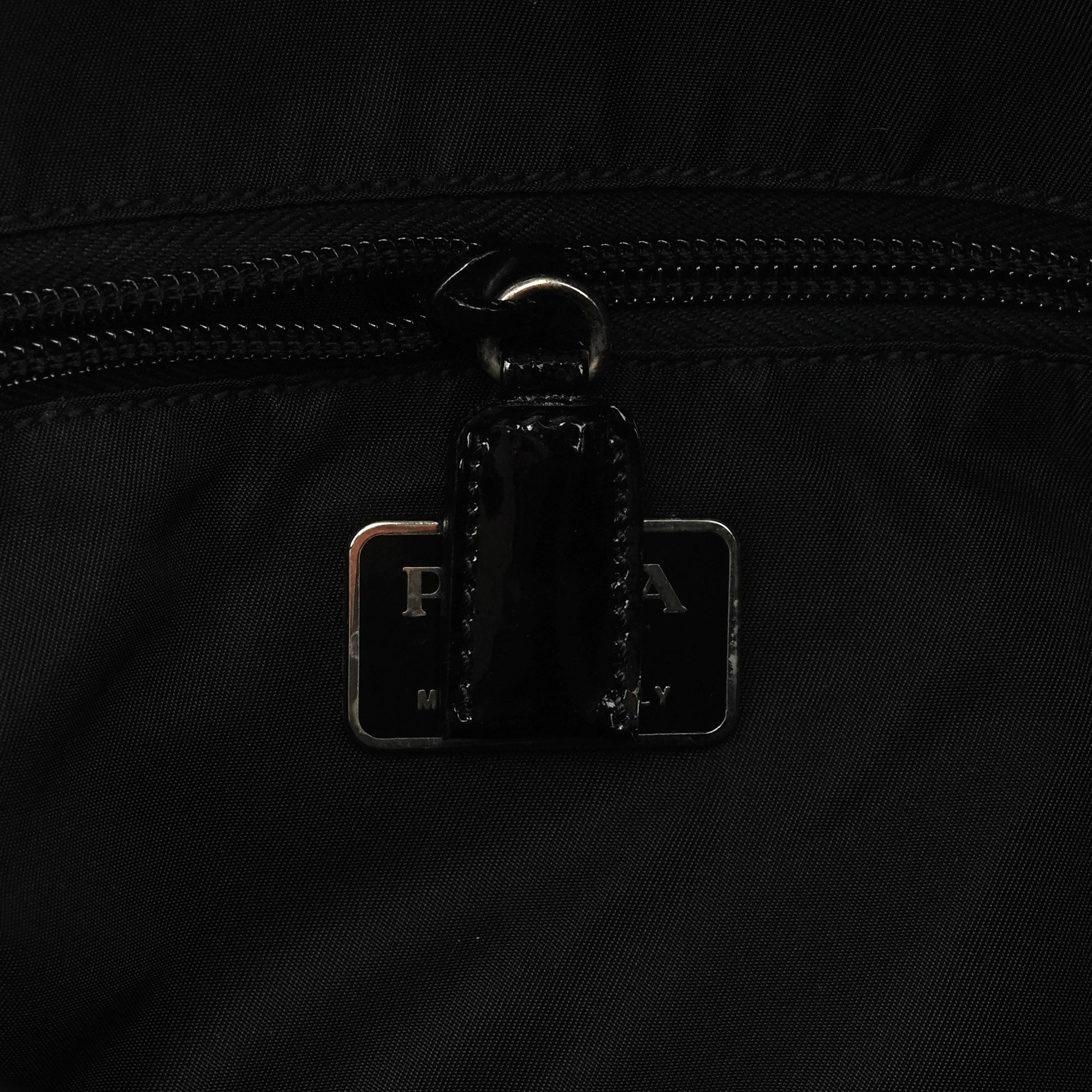 Prada Black Spazzolato Patent Leather Shoulder Bag