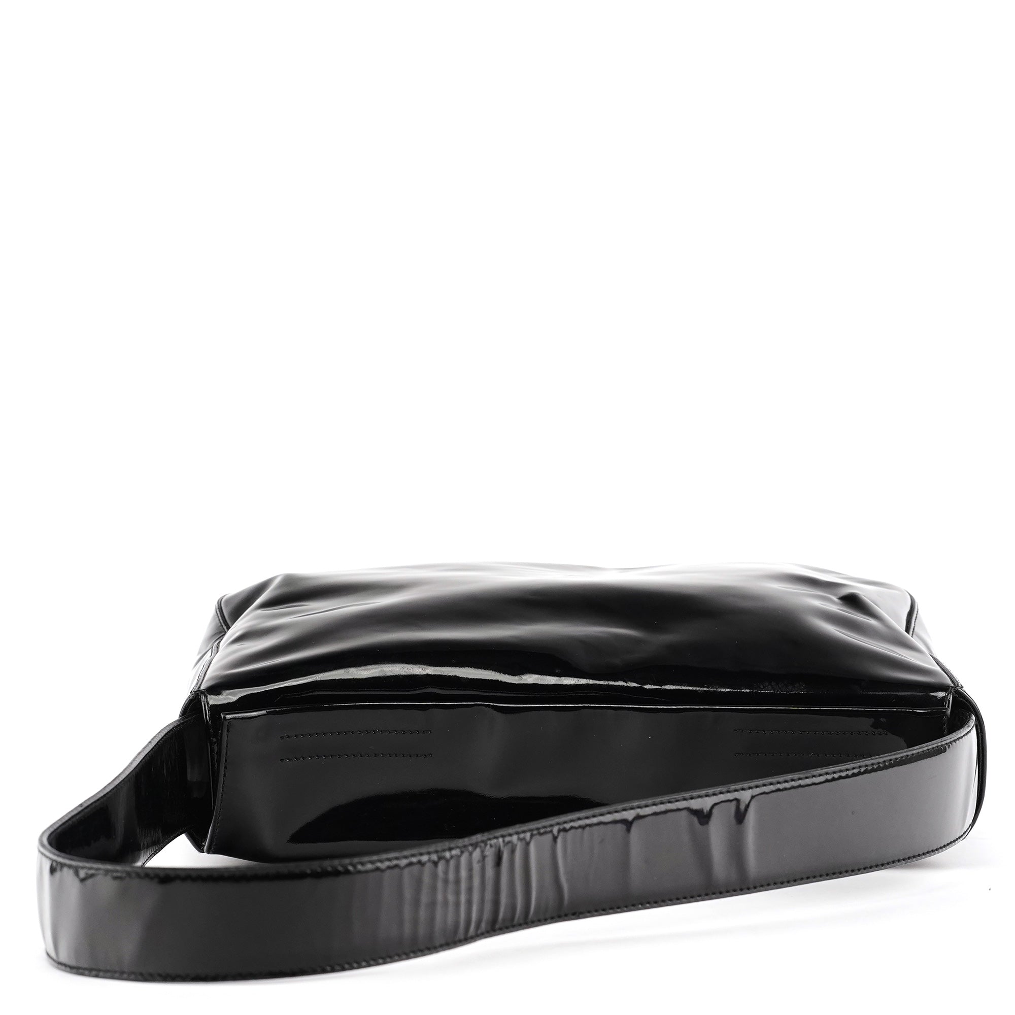 Prada Black Spazzolato Patent Leather Shoulder Bag