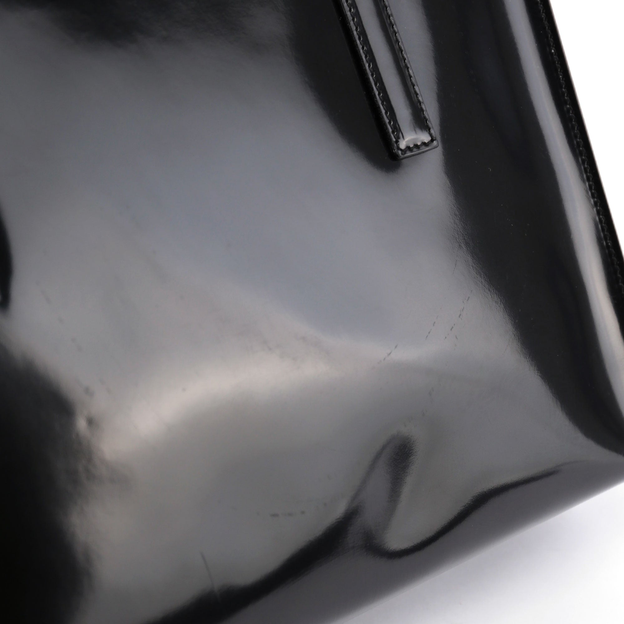 Prada Sac cabas Spazzolato en cuir verni noir