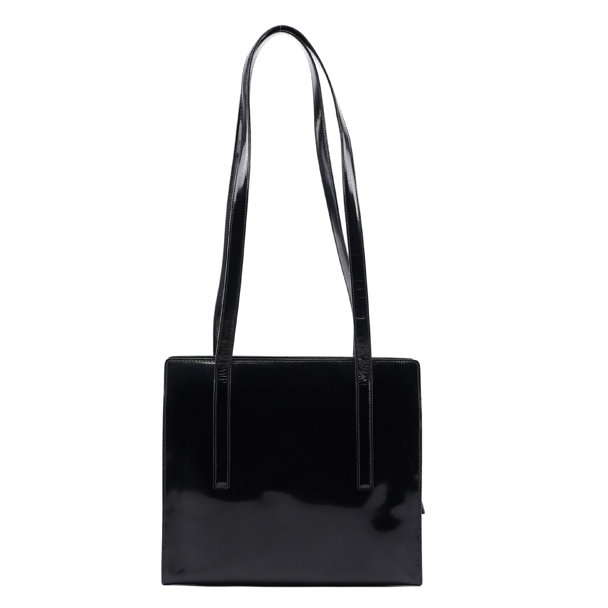 Prada Sac cabas Spazzolato en cuir verni noir