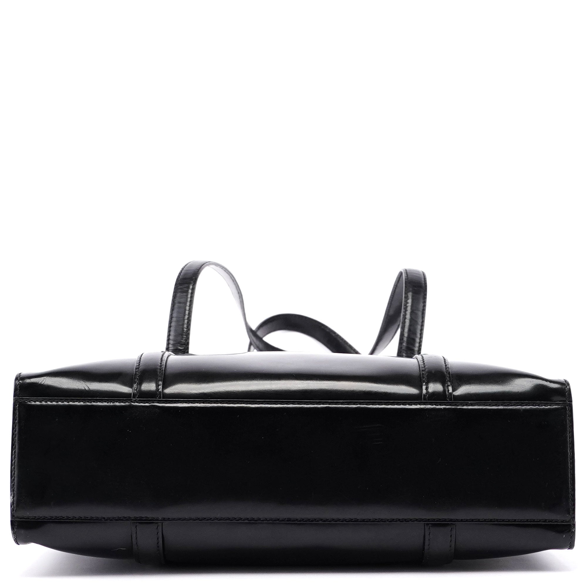 Prada Sac cabas Spazzolato en cuir verni noir