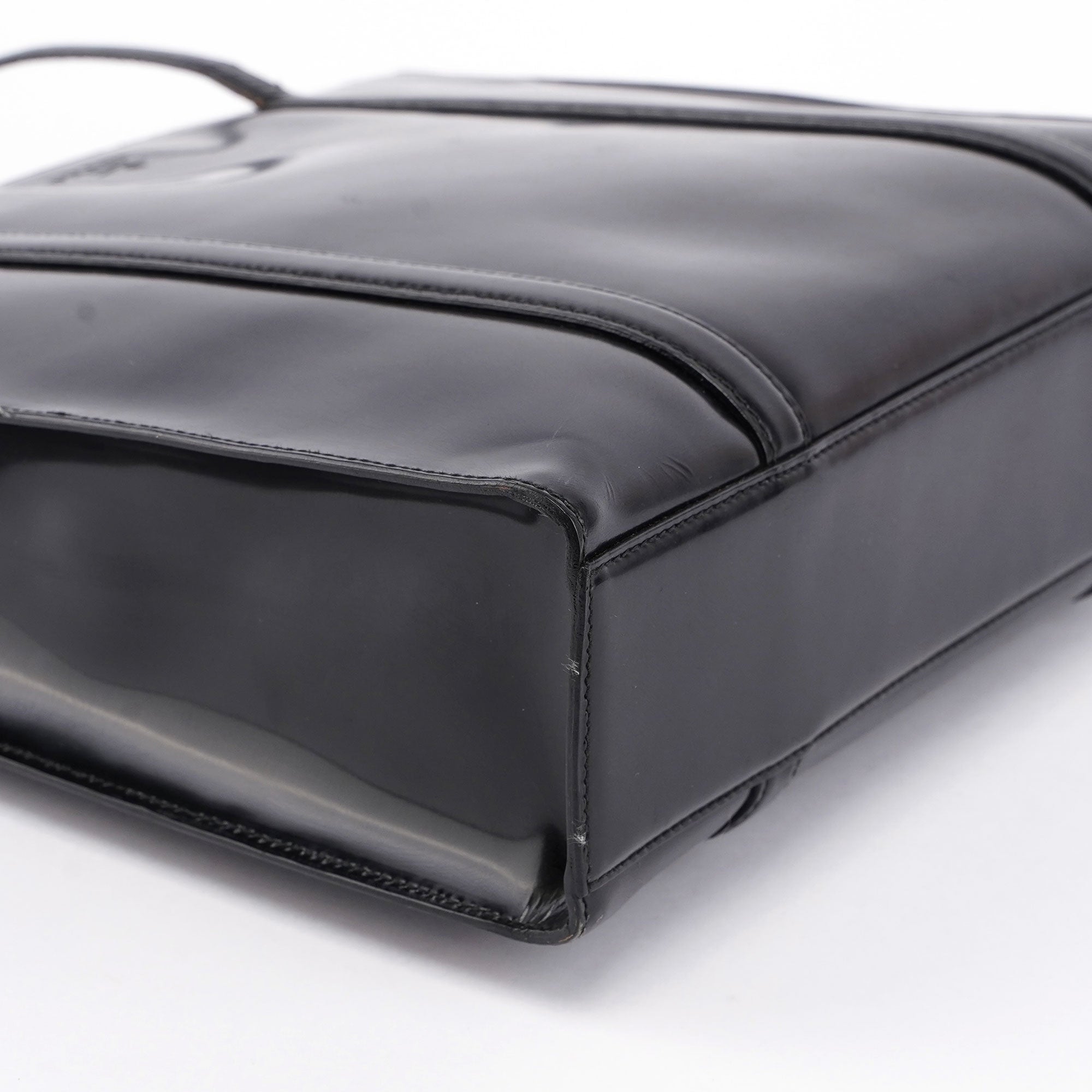 Prada Sac cabas Spazzolato en cuir verni noir