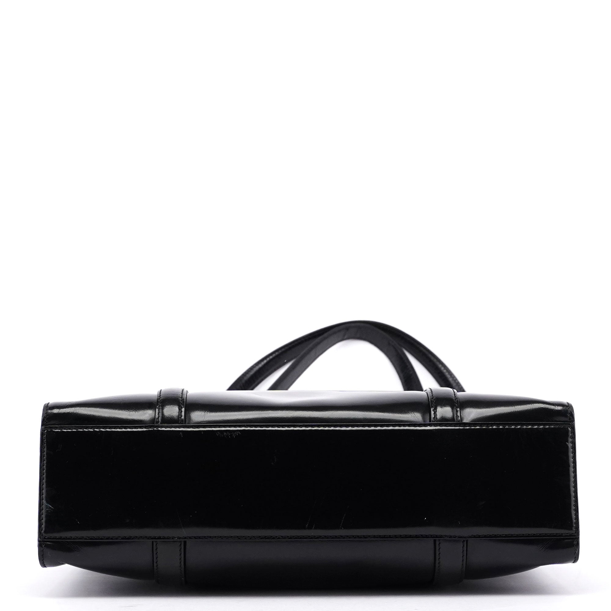 Prada Spazzolato Tote Bag aus schwarzem Lackleder