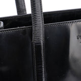 Prada Spazzolato Tote Bag aus schwarzem Lackleder