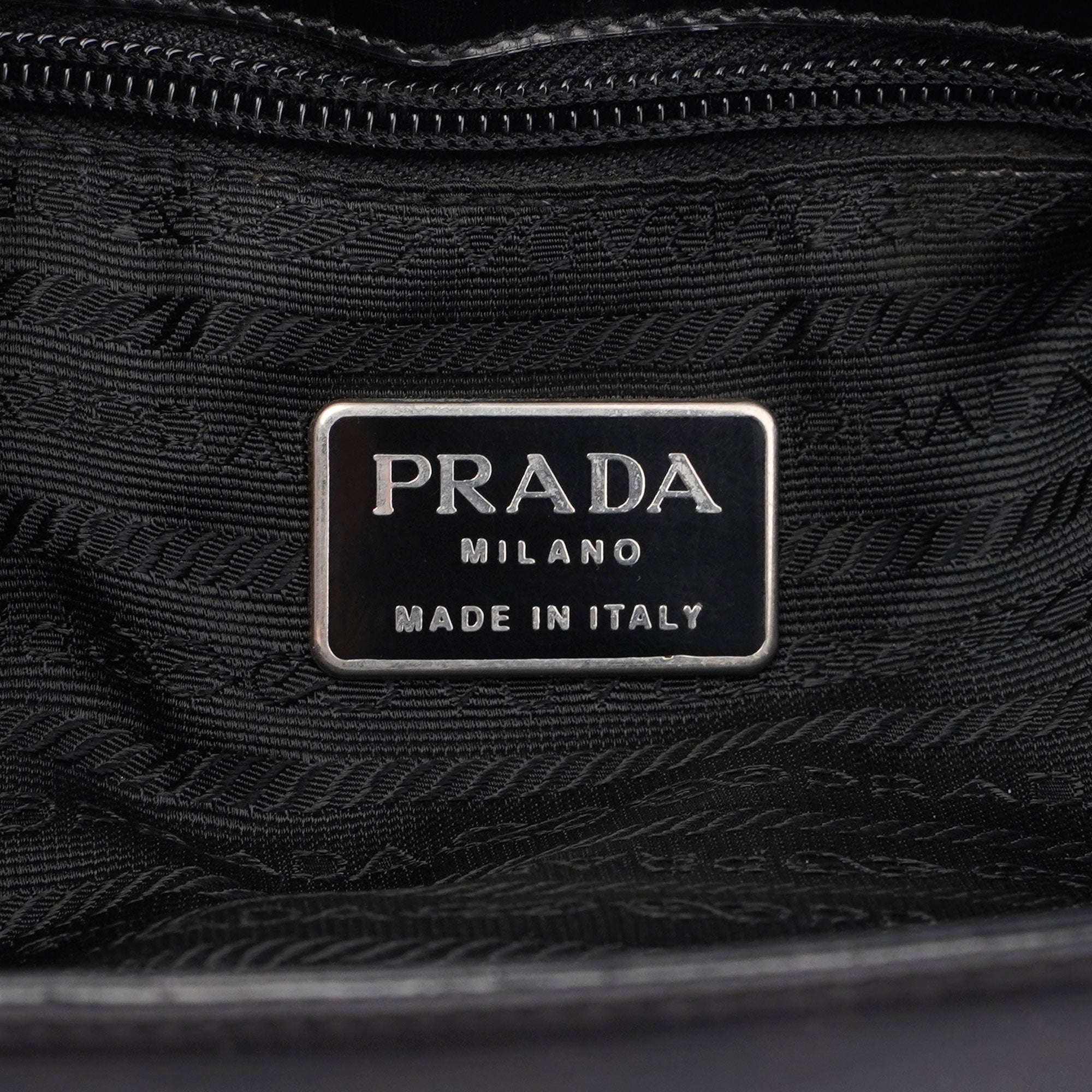Prada Sac cabas Spazzolato en cuir verni noir