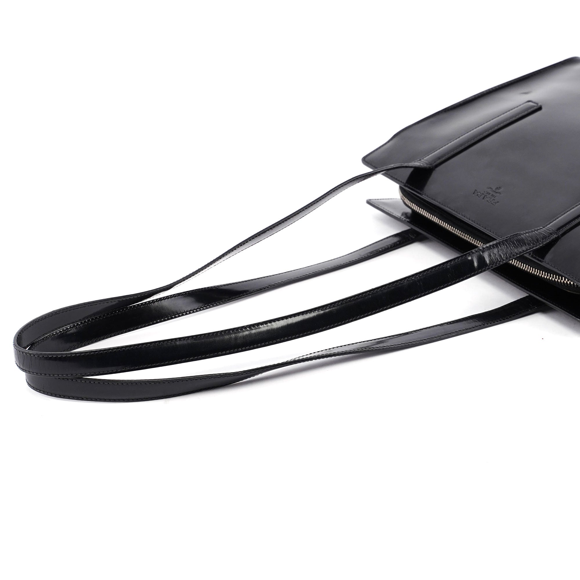 Prada Sac cabas Spazzolato en cuir verni noir