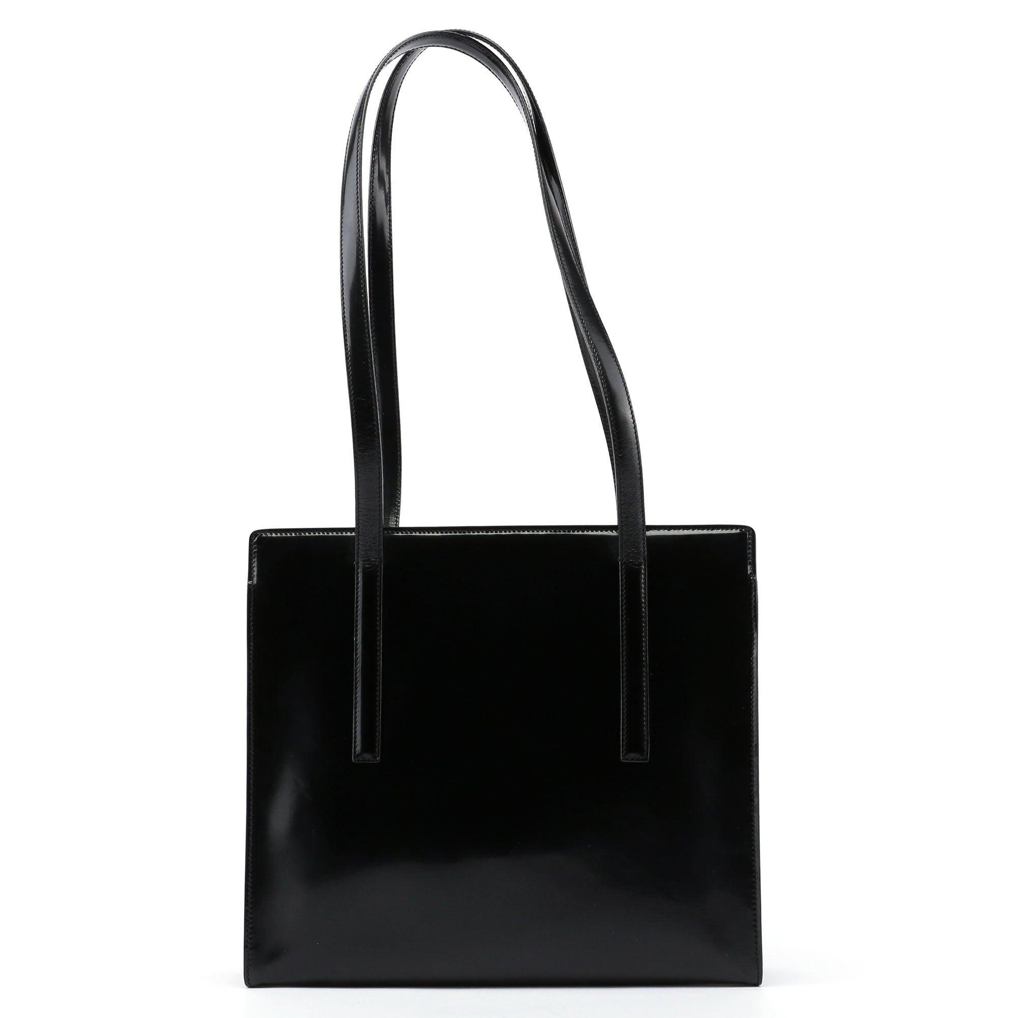 Prada Sac cabas Spazzolato en cuir verni noir