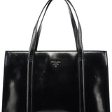 Prada Sac cabas Spazzolato en cuir verni noir