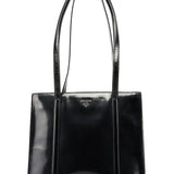Prada Sac cabas Spazzolato en cuir verni noir