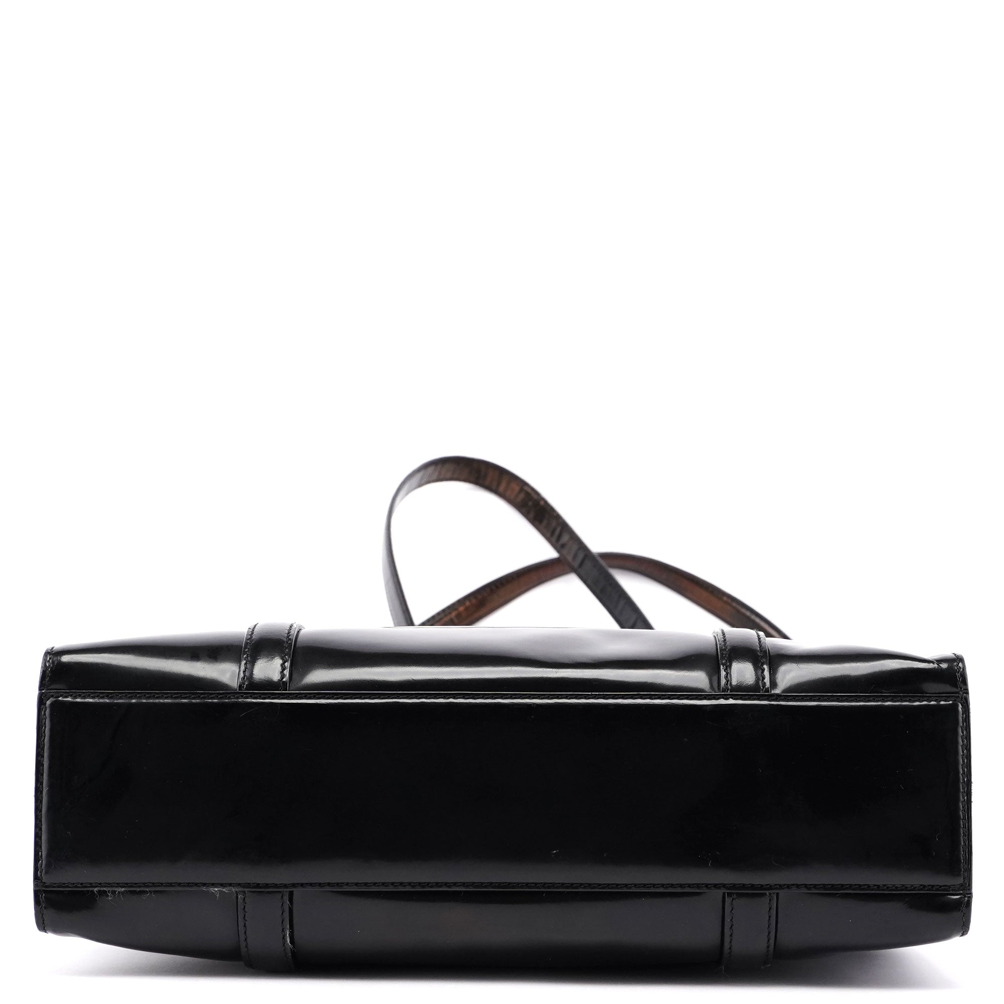 Prada Sac cabas Spazzolato en cuir verni noir