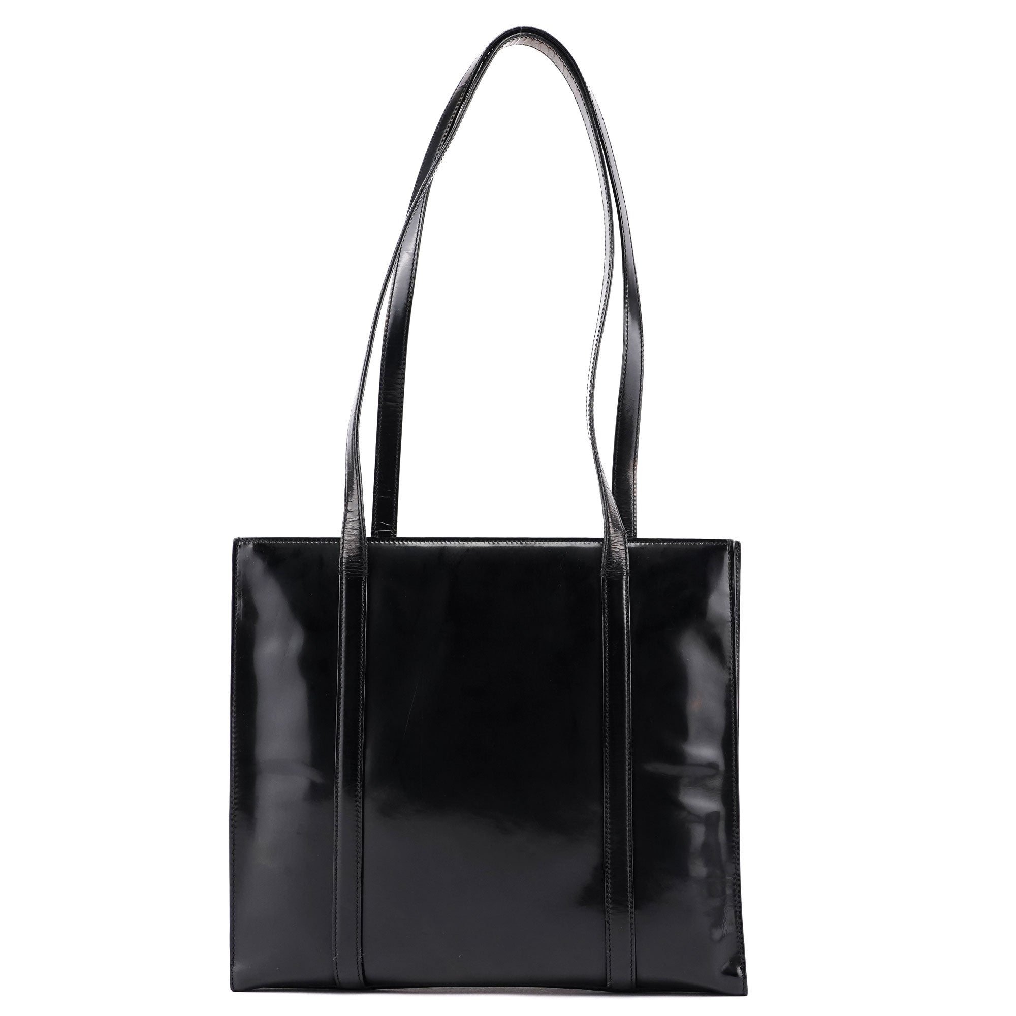 Prada Sac cabas Spazzolato en cuir verni noir