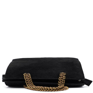 Prada Black Suede Gold Chain Tote