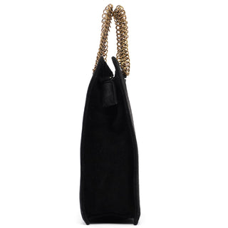 Prada Black Suede Gold Chain Tote