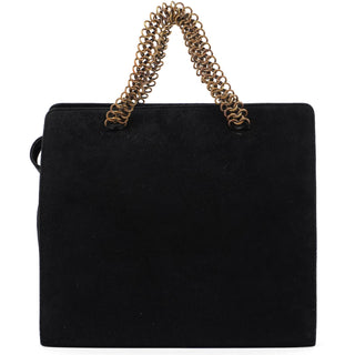 Prada Black Suede Gold Chain Tote