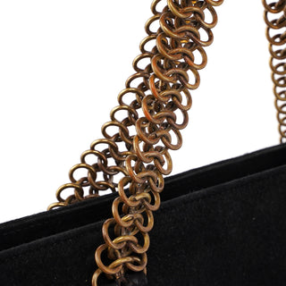 Prada Black Suede Gold Chain Tote