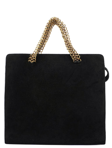 Prada Black Suede Gold Chain Tote