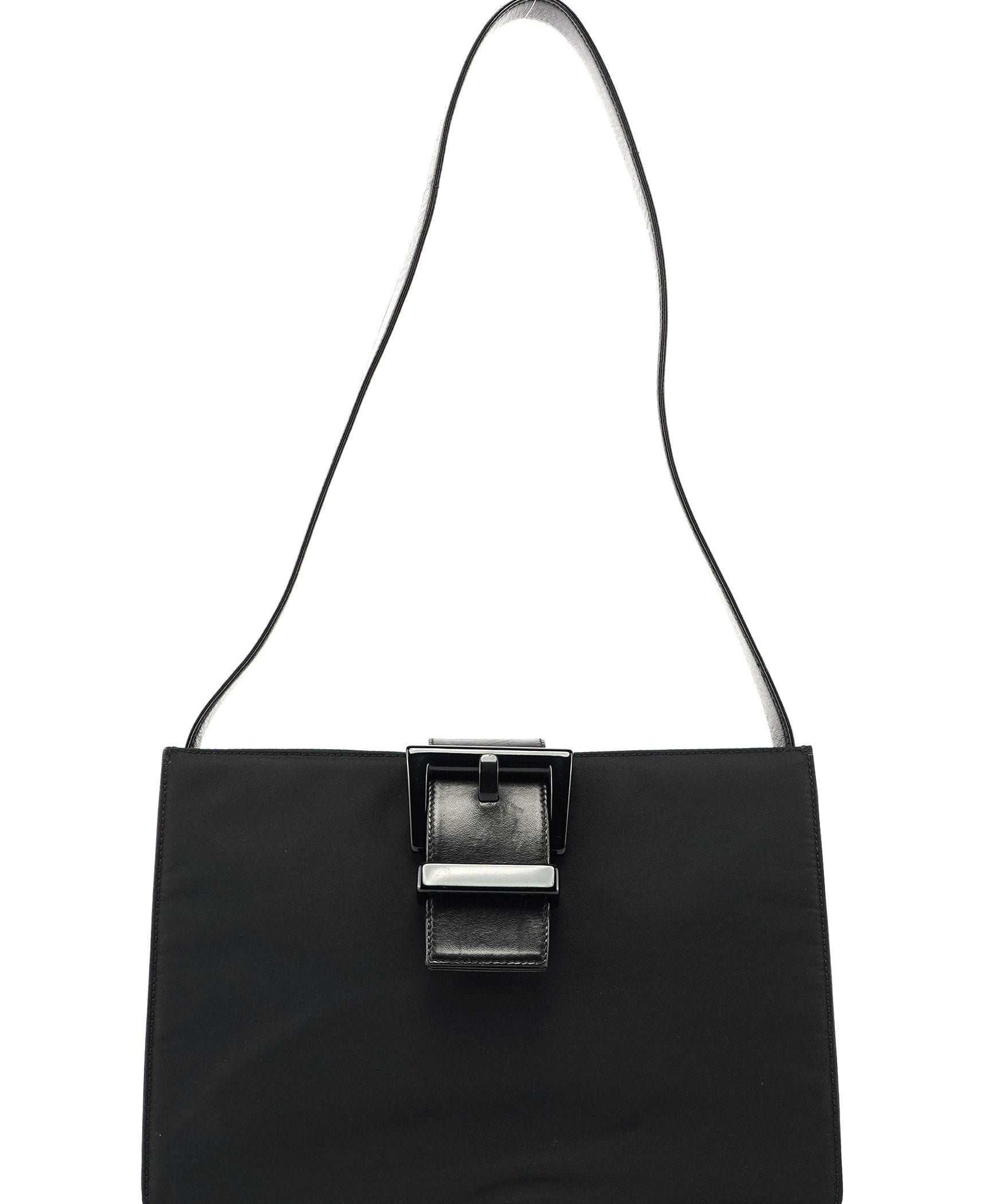 Prada Black Tessuto Buckle Shoulder Bag