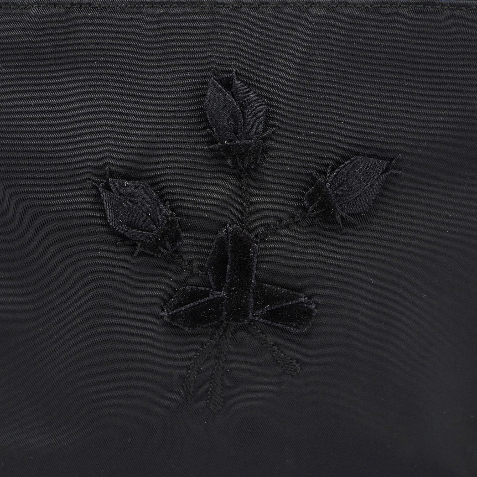 Prada Black Tessuto Floral Tote