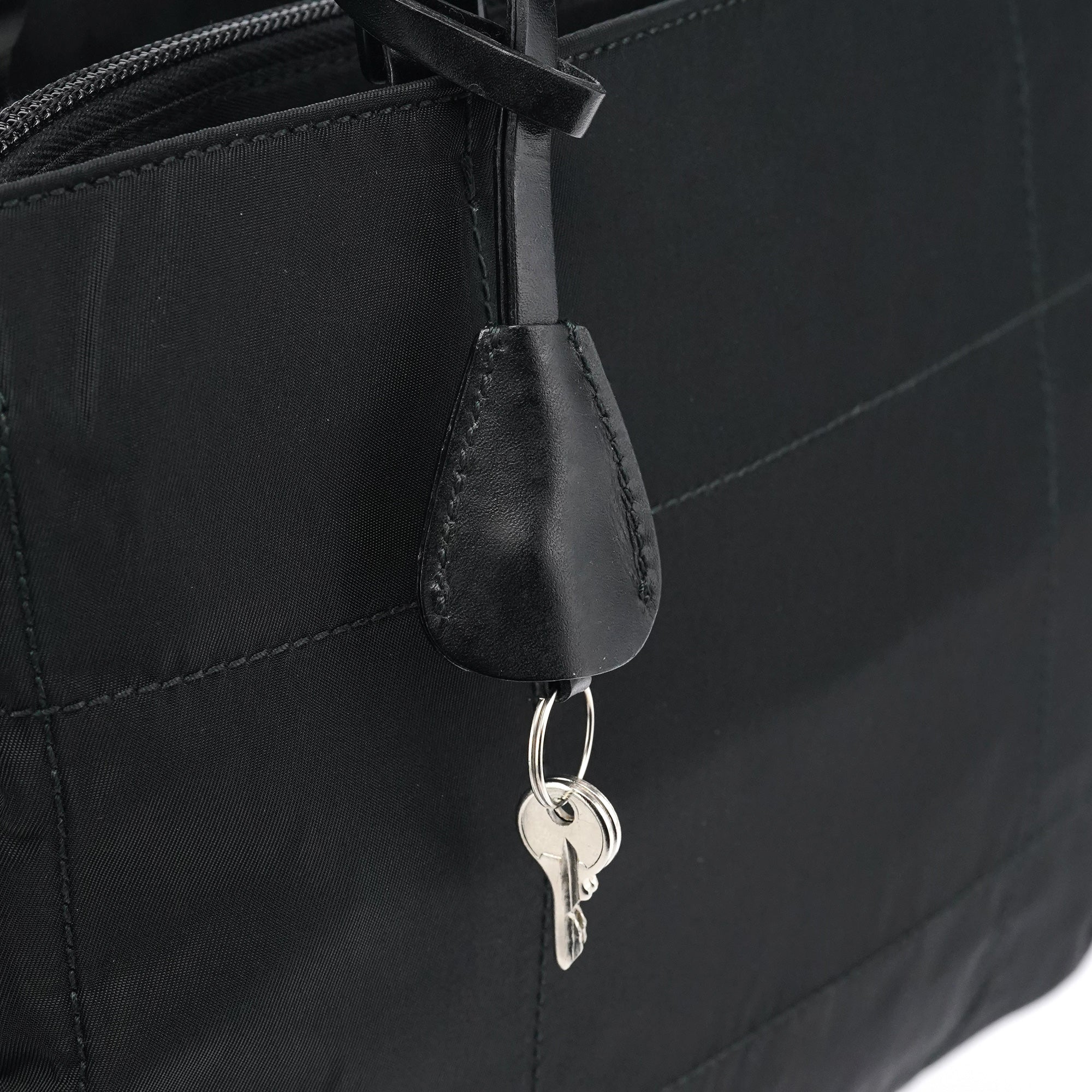 Prada Black Tessuto Impuntu Chain Tote Bag
