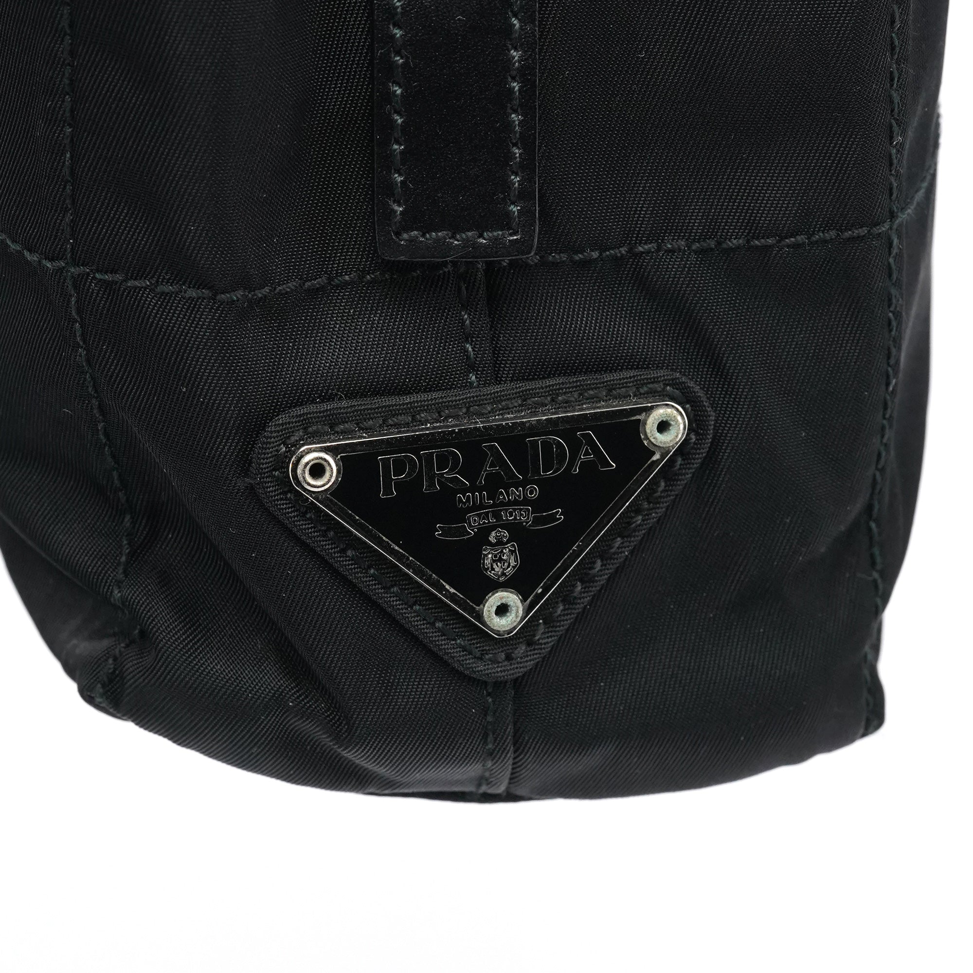 Prada Black Tessuto Impuntu Chain Tote Bag