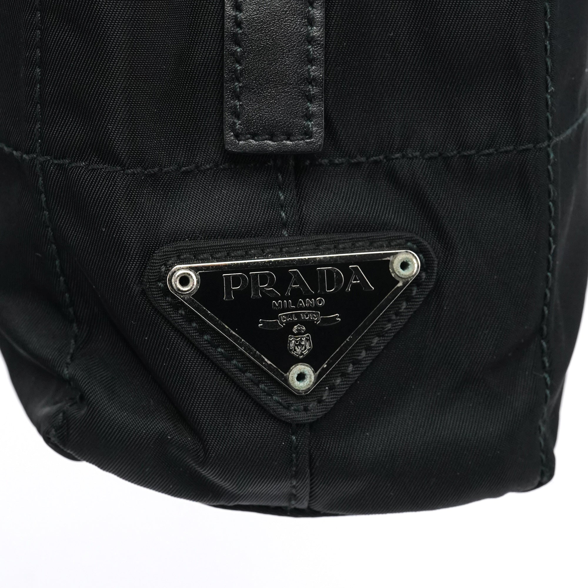 Prada Black Tessuto Impuntu Chain Tote Bag