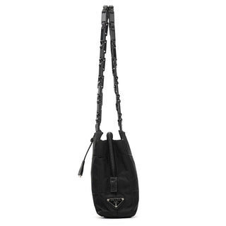Prada Black Tessuto Impuntu Chain Tote Bag