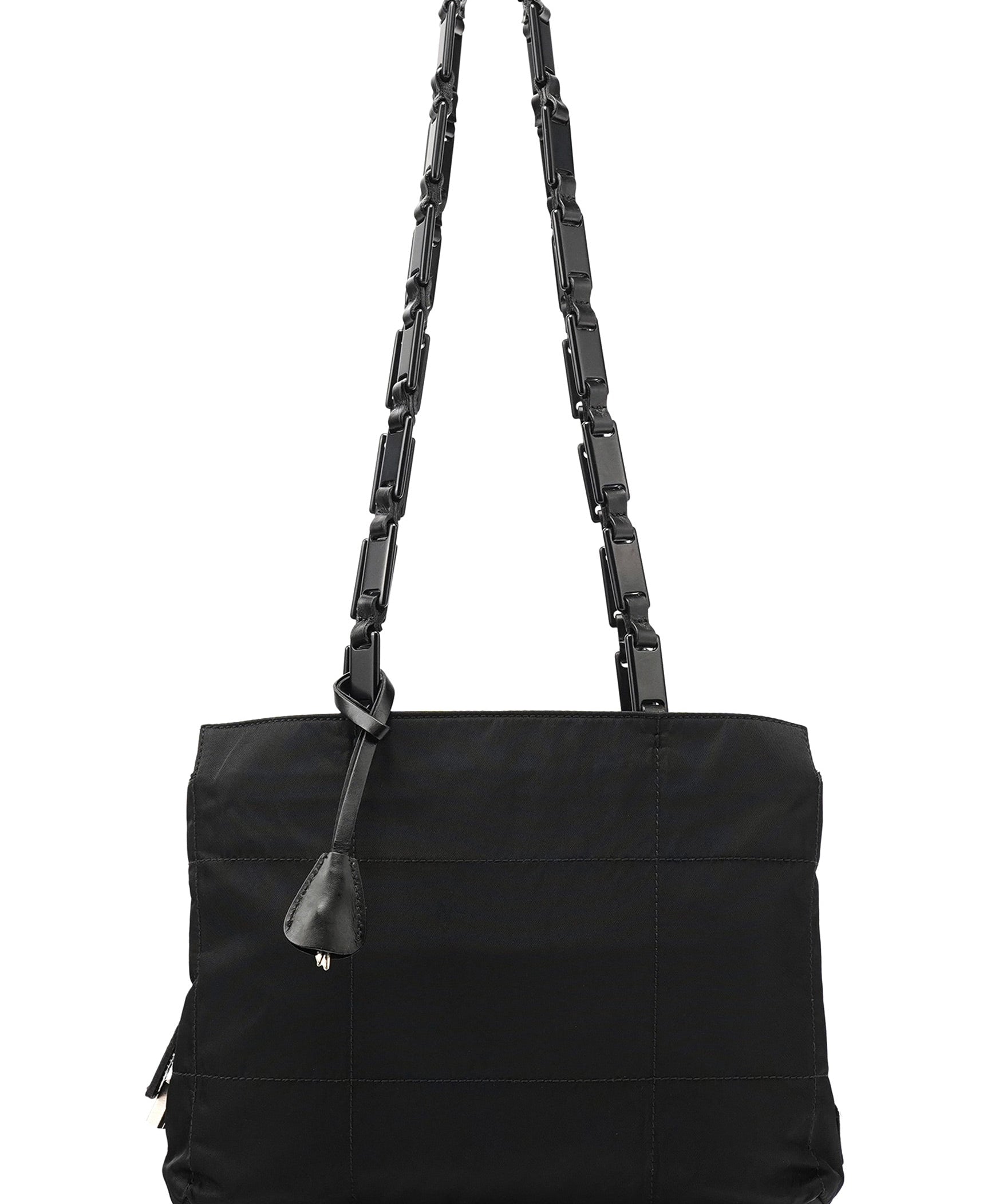 Prada Black Tessuto Impuntu Chain Tote Bag