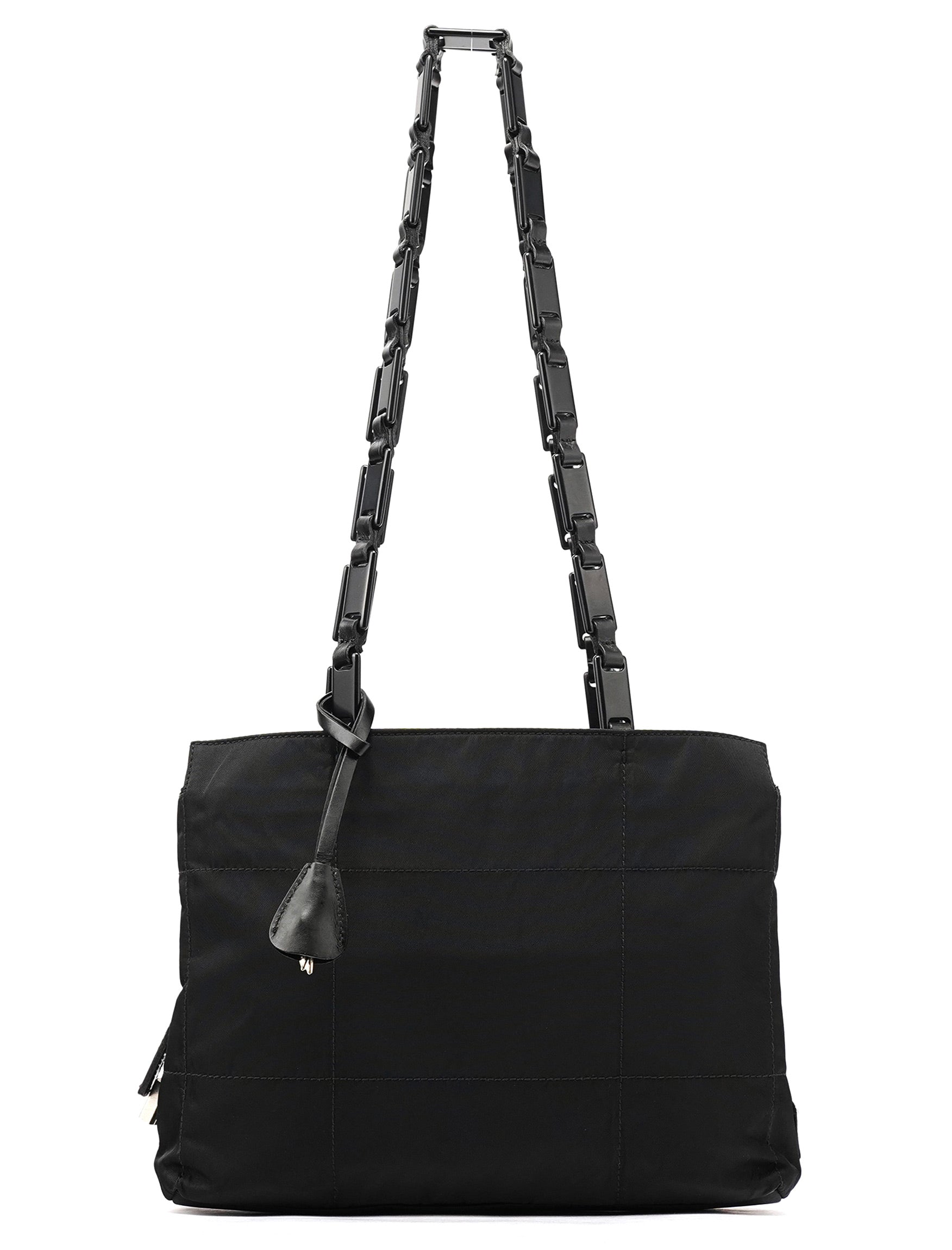 Prada Black Tessuto Impuntu Chain Tote Bag