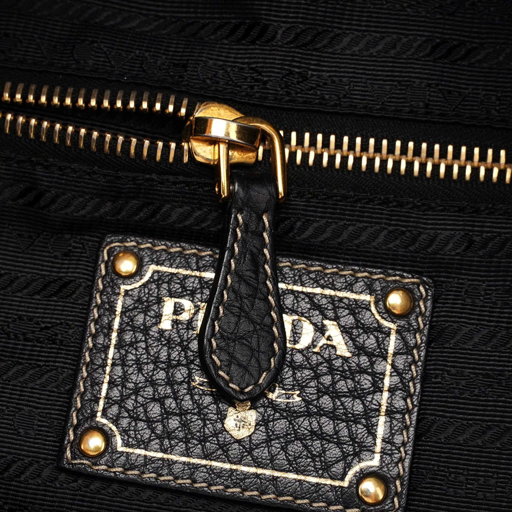 Prada Black Tessuto Knot Leather Handle Bag