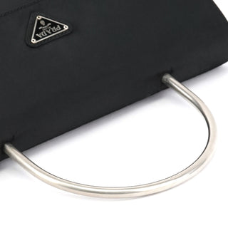 Prada Black Tessuto Metal Nylon Top Handle Bag