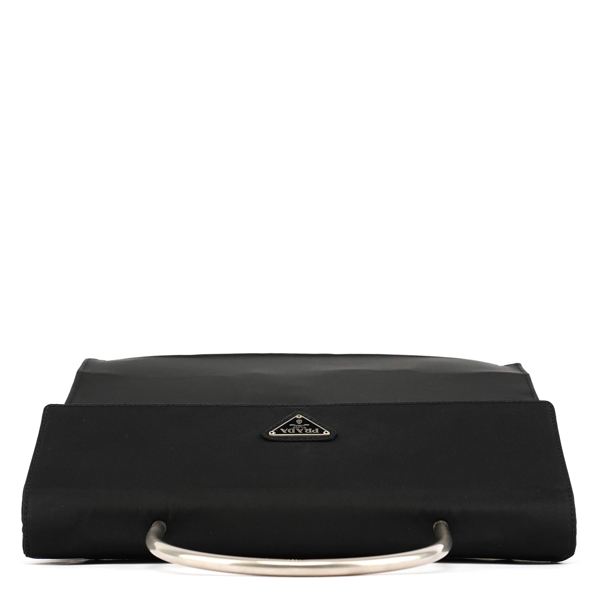 Prada Henkeltasche Tessuto Metal aus schwarzem Nylon