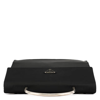 Prada Black Tessuto Metal Nylon Top Handle Bag