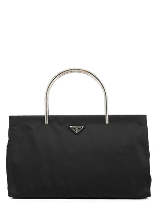 Prada Black Tessuto Metal Nylon Tote Bag