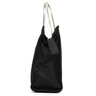Prada Black Tessuto Metal Nylon Tote Bag