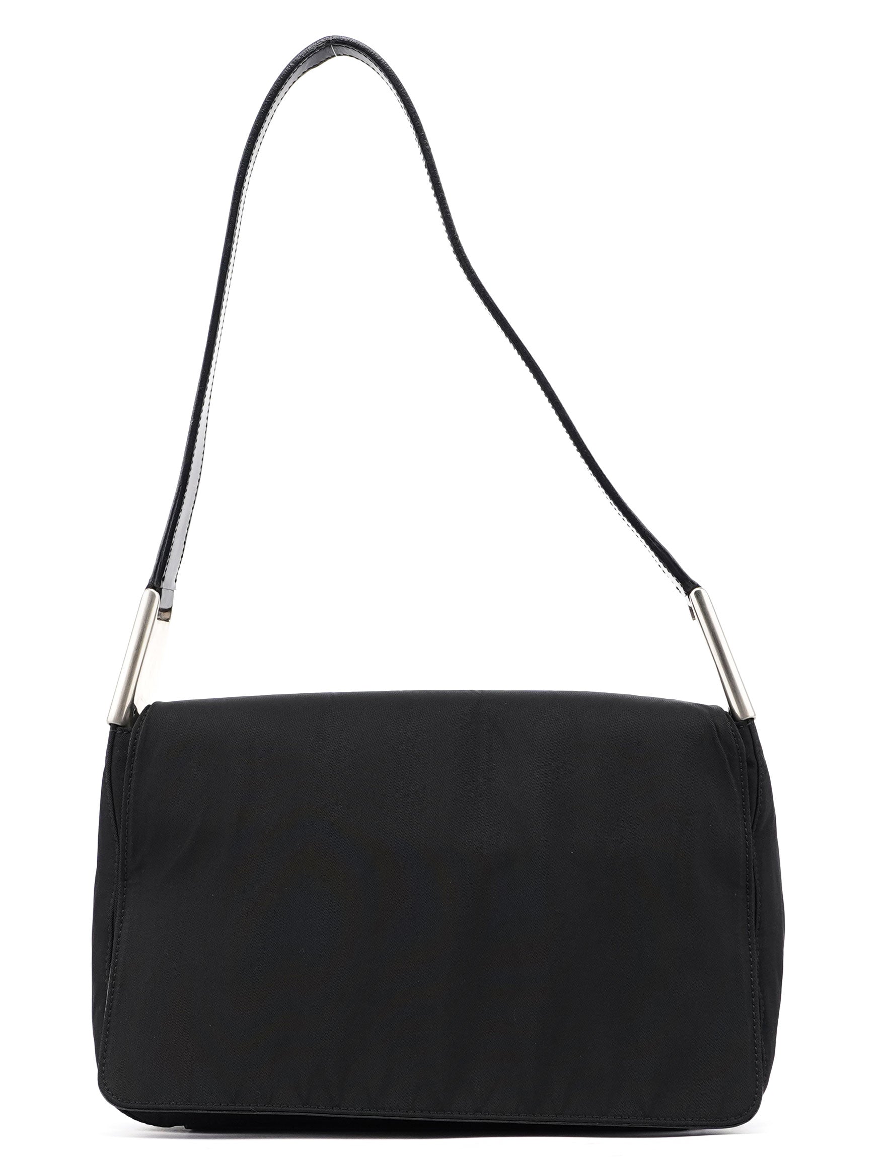 Prada Black Tessuto Metal Shoulder Bag