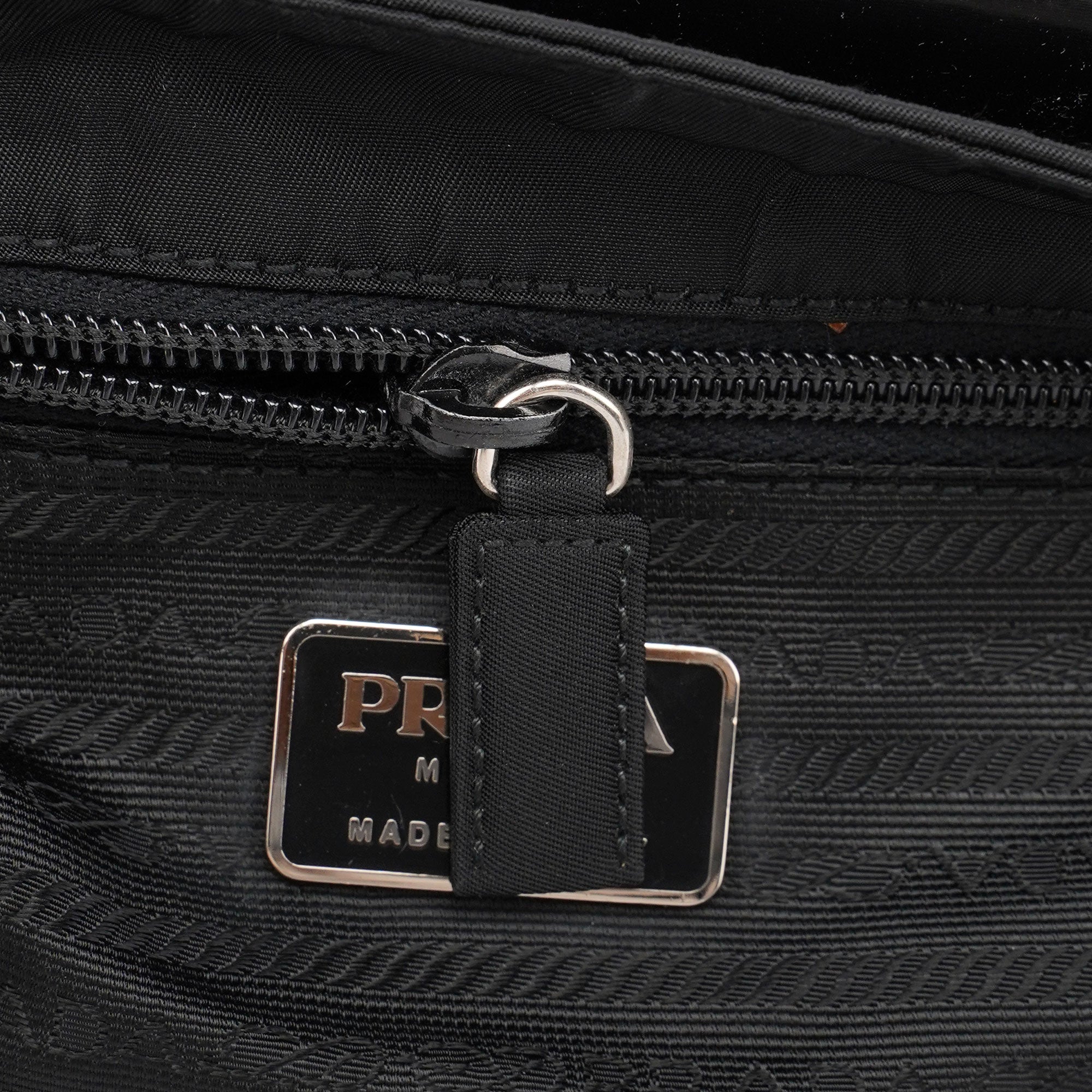 Prada Black Tessuto Metal Shoulder Bag