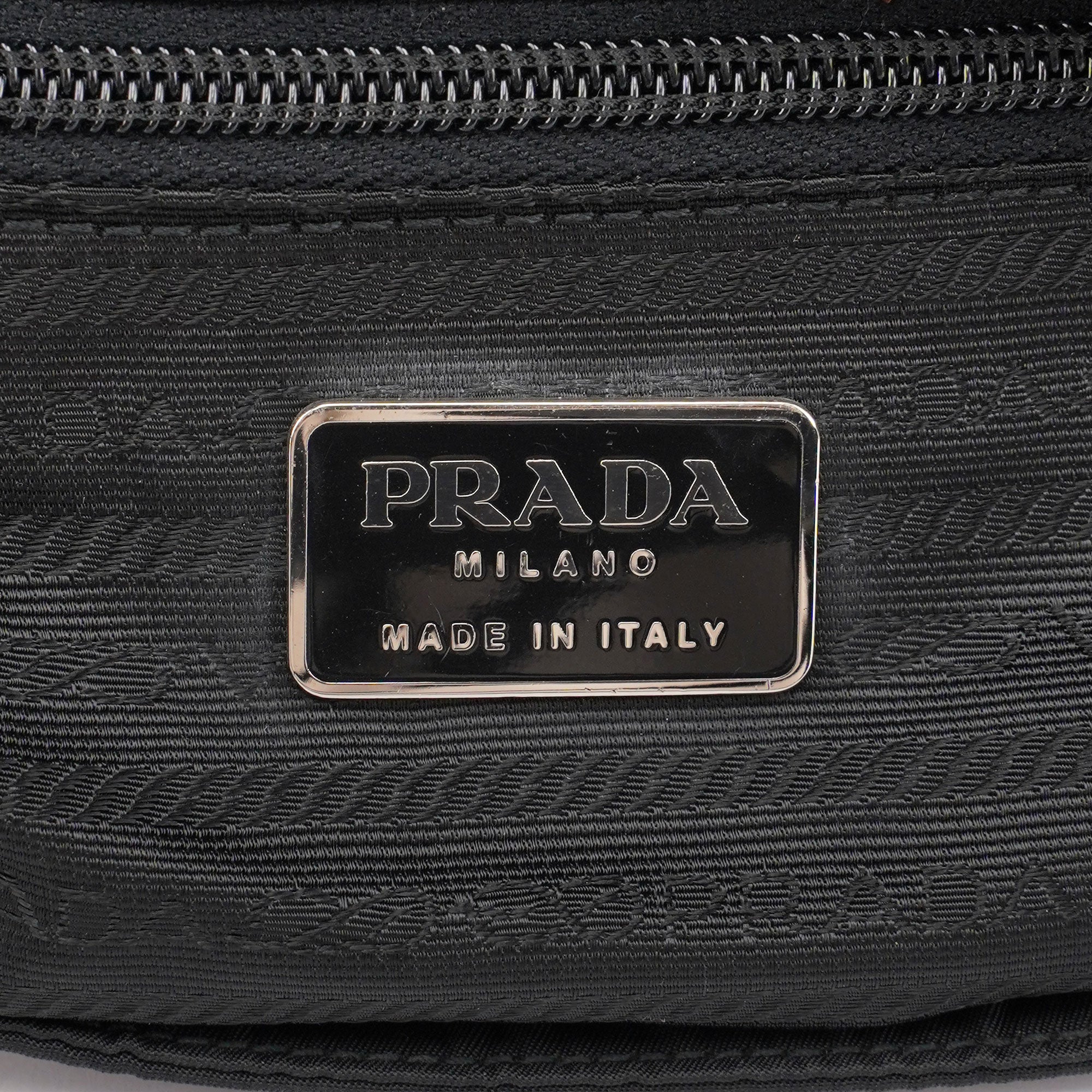 Prada Black Tessuto Metal Shoulder Bag