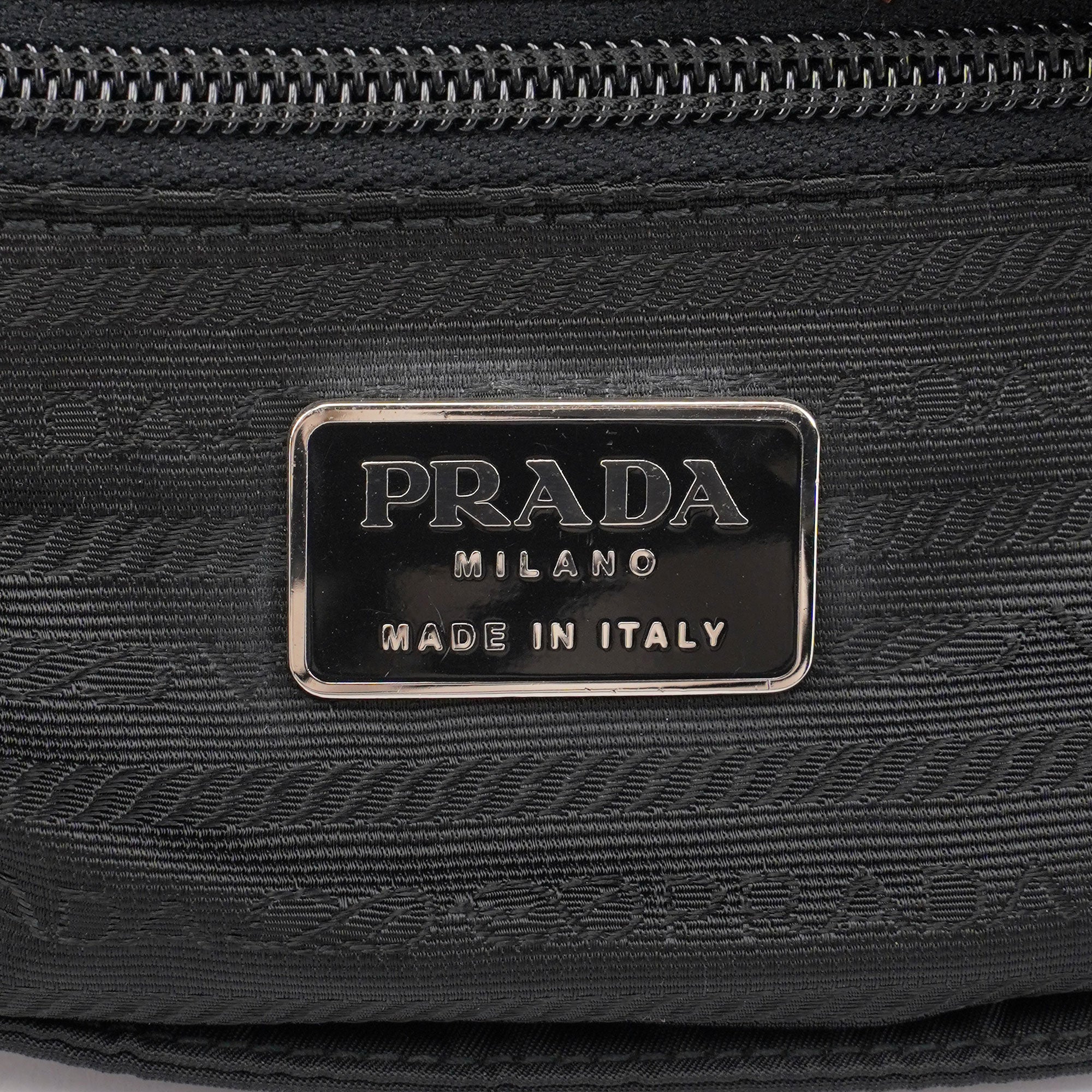 Prada Black Tessuto Metal Shoulder Bag