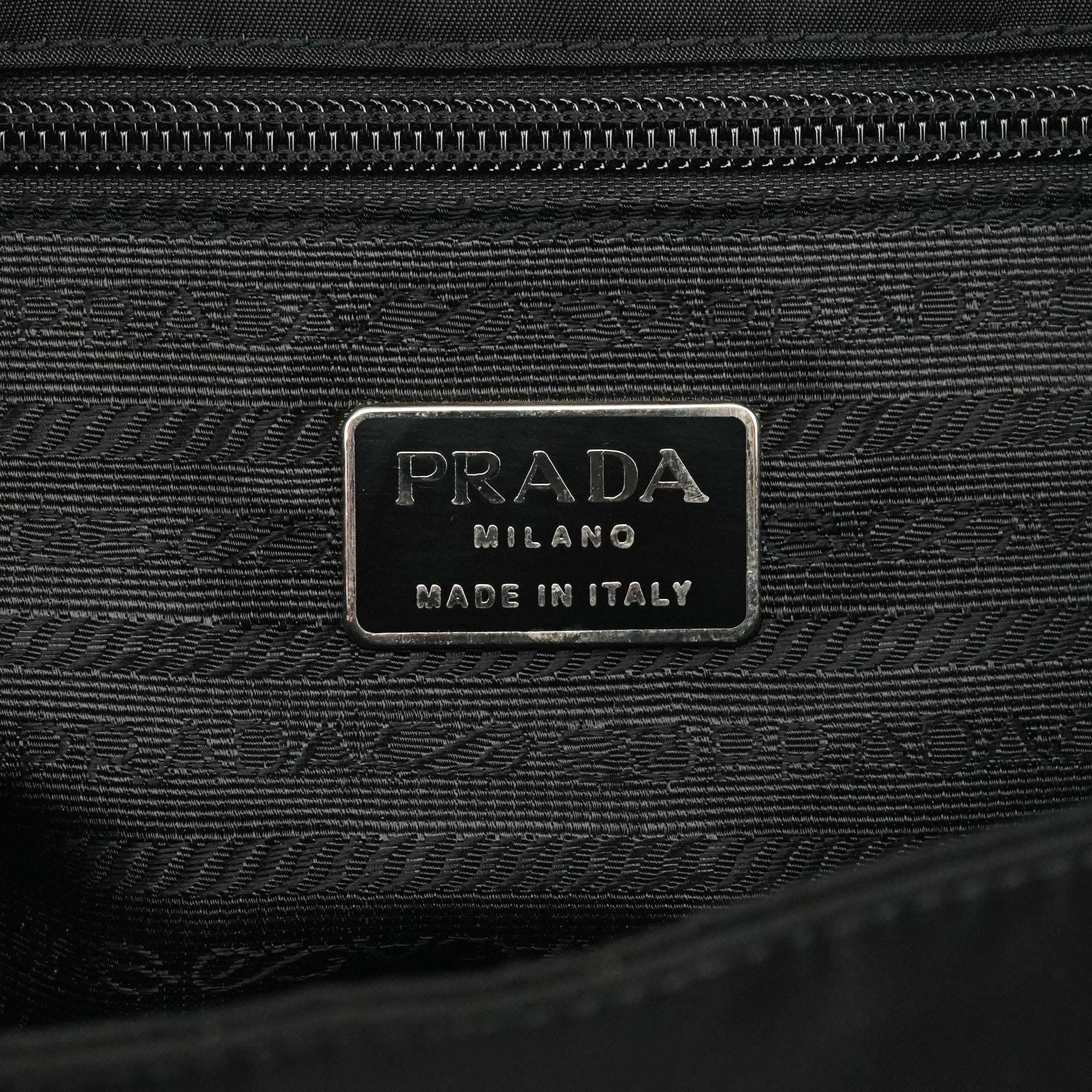 Prada Black Tessuto Metal Top Handle Bag