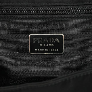 Prada Black Tessuto Metal Top Handle Bag