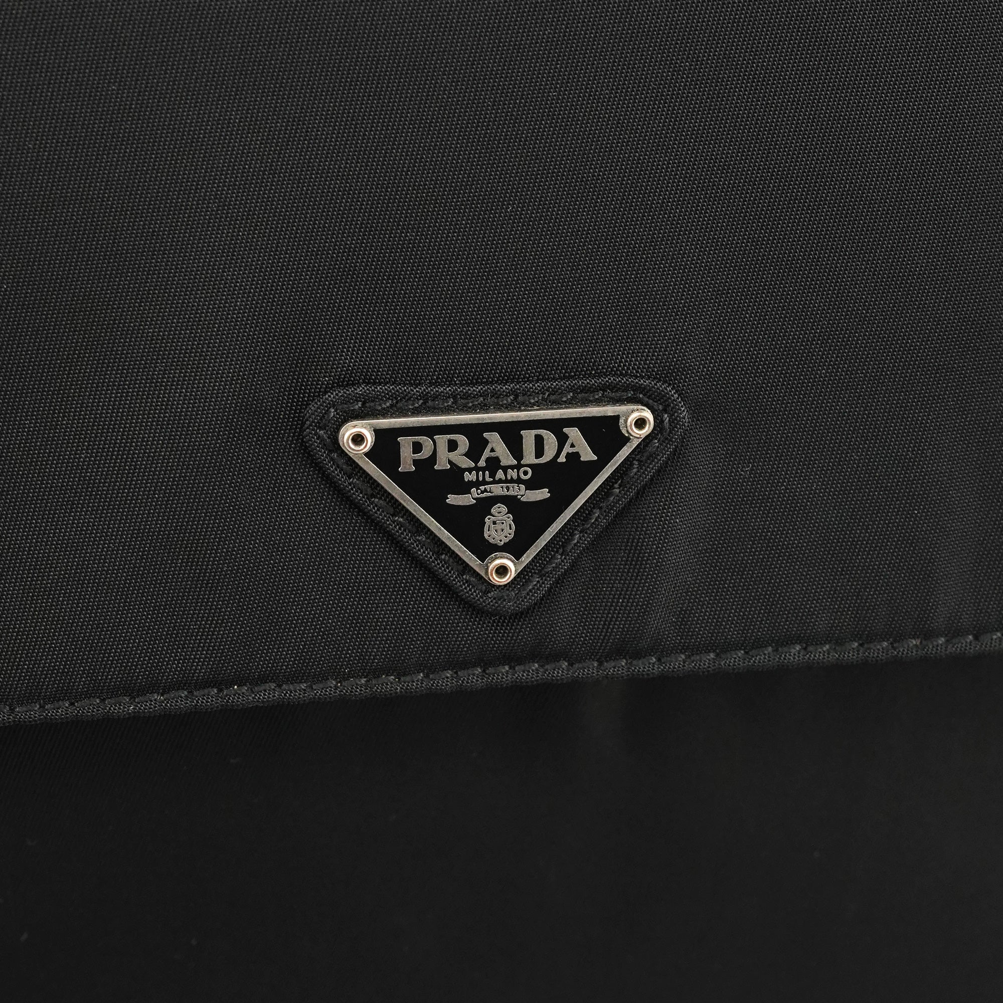 Prada Black Tessuto Metal Top Handle Bag