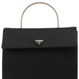 Prada Black Tessuto Metal Top Handle Bag