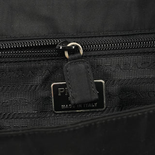 Prada Black Tessuto Metal Top Handle Bag
