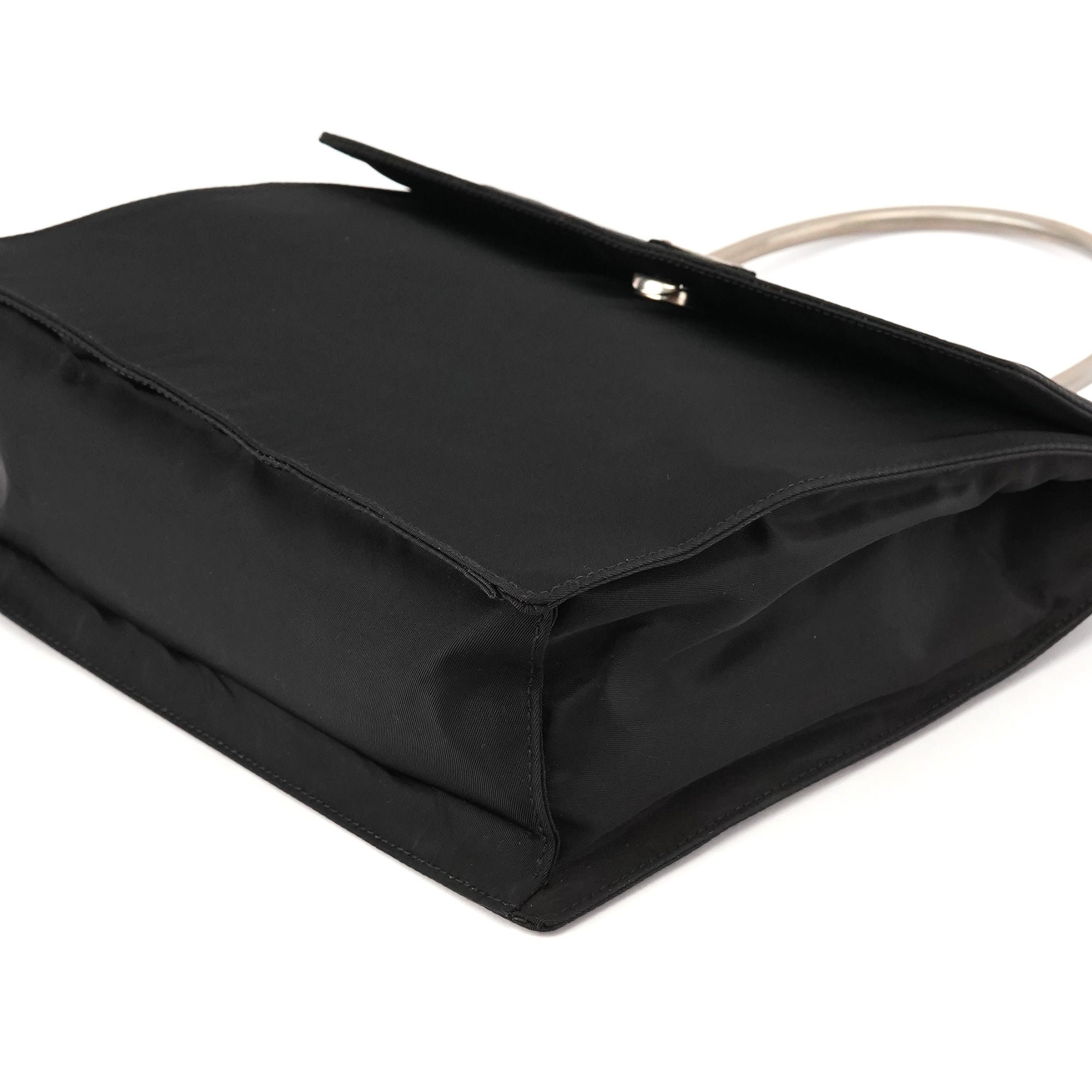 Prada Black Tessuto Metal Top Handle Bag