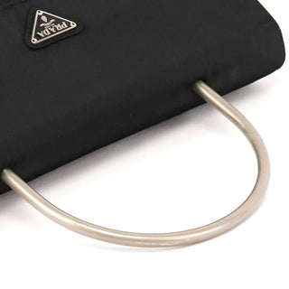 Prada Black Tessuto Metal Top Handle Bag