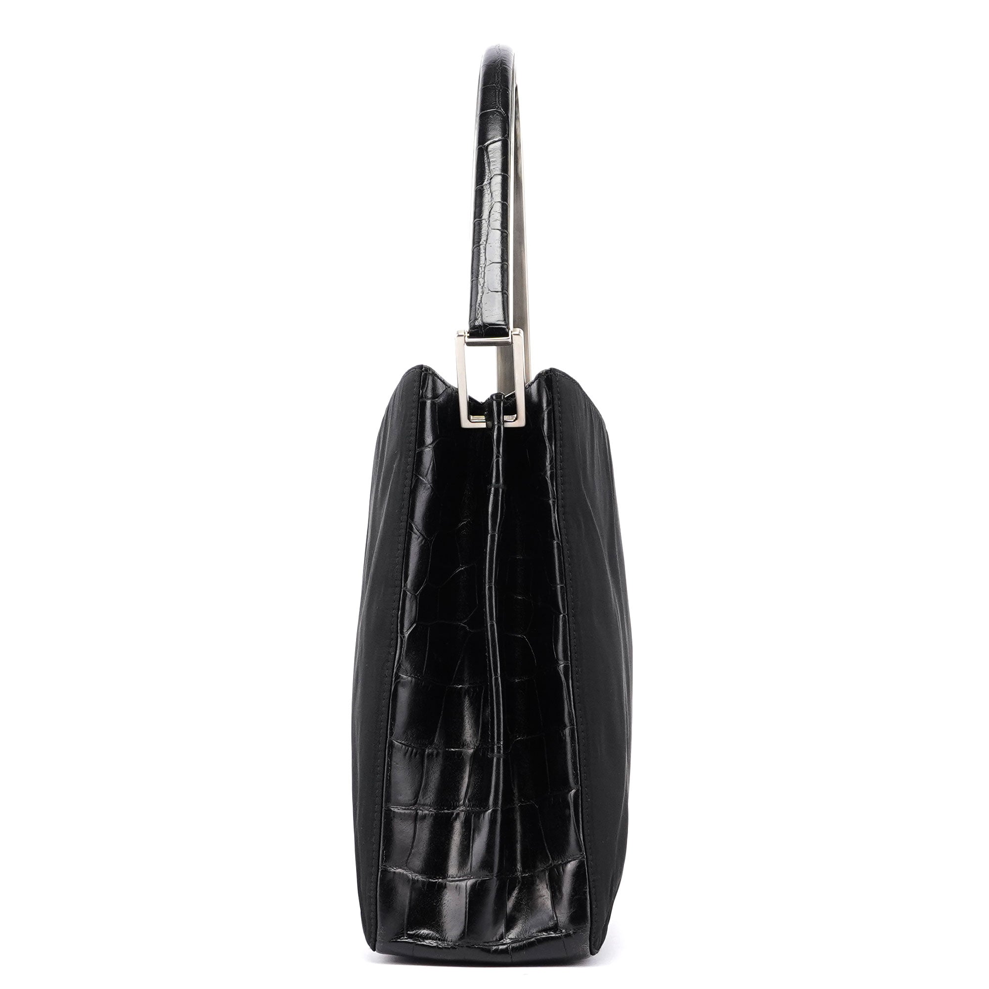 Prada B8434 Sac porté épaule Tessuto Metallo en nylon noir