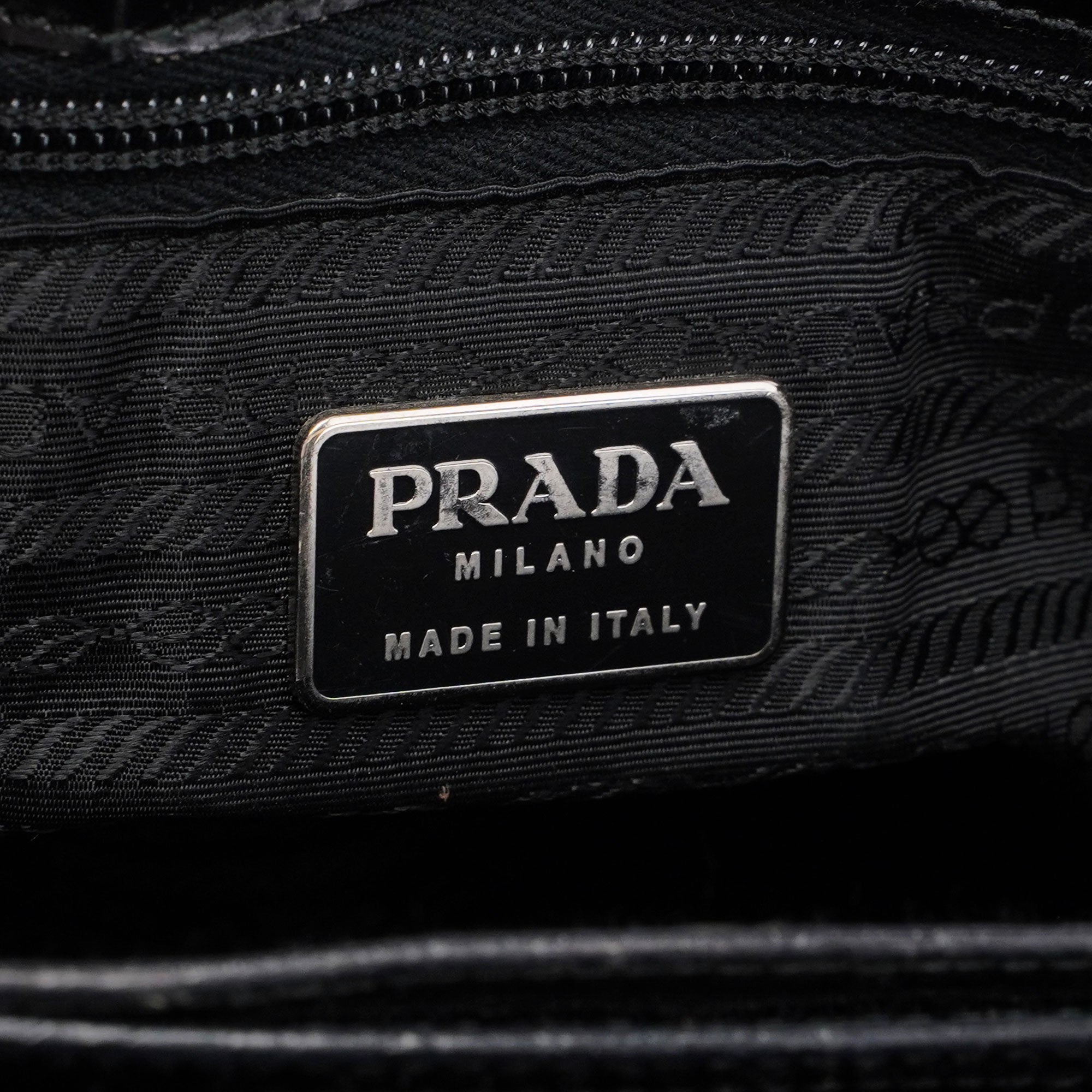 Prada B8434 Sac porté épaule Tessuto Metallo en nylon noir