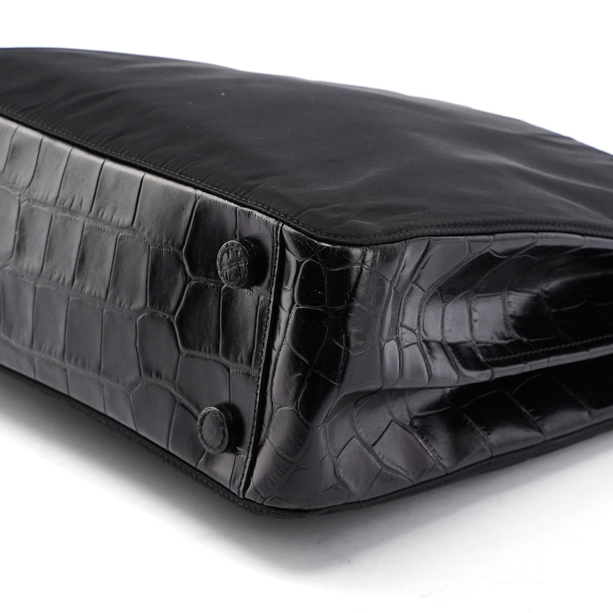 Prada B8434 Sac porté épaule Tessuto Metallo en nylon noir