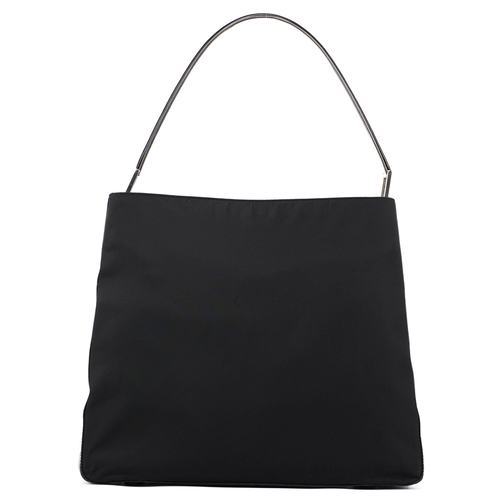 Prada Black Tessuto Metallo Croc Shoulder Bag