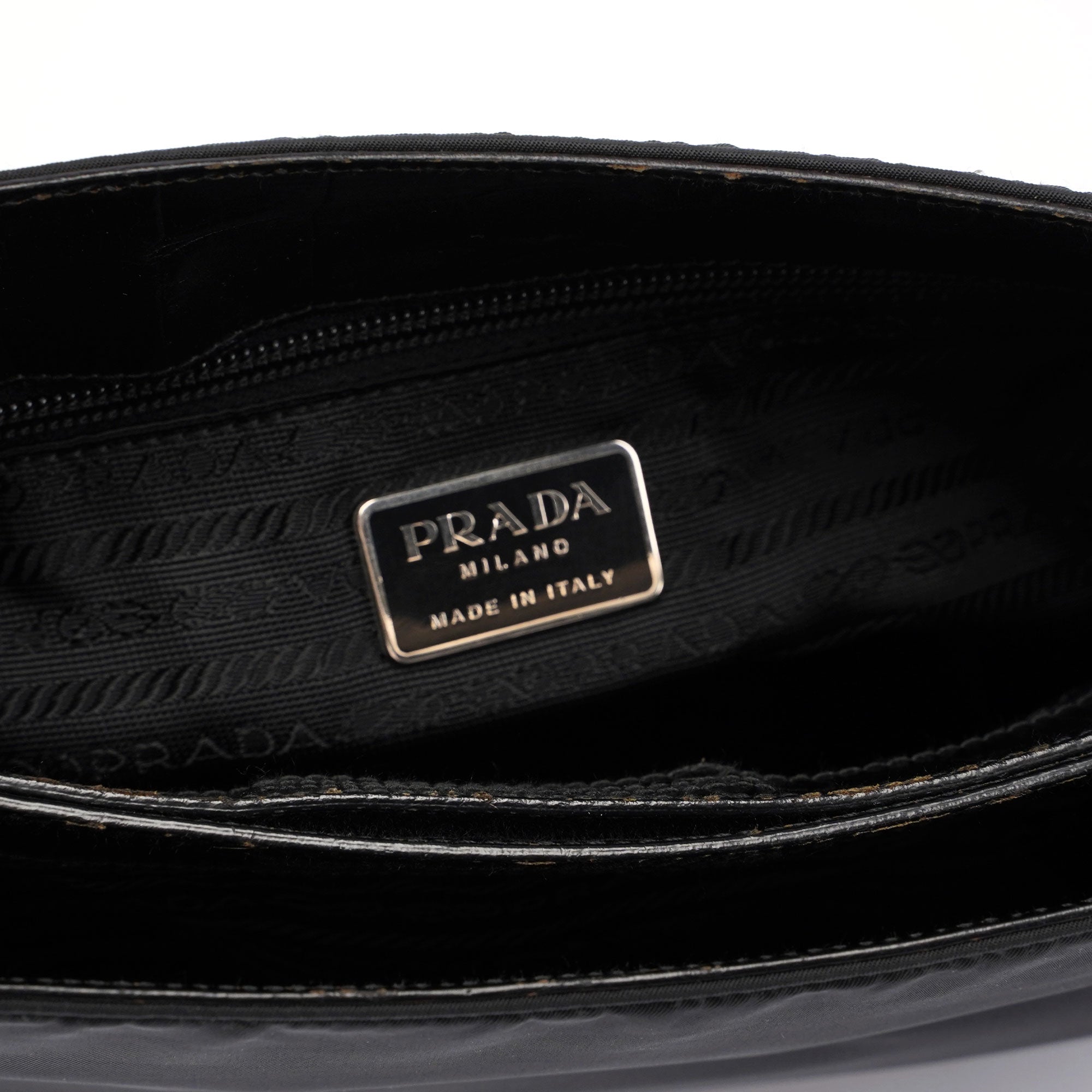Prada Black Tessuto Metallo Croc Shoulder Bag